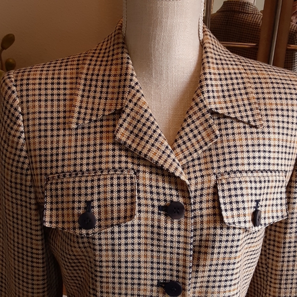 EVAN PICONE made in USA Viscose Rayon Houndstooth 4 Button Blazer Size 6 - Picture 6 of 8